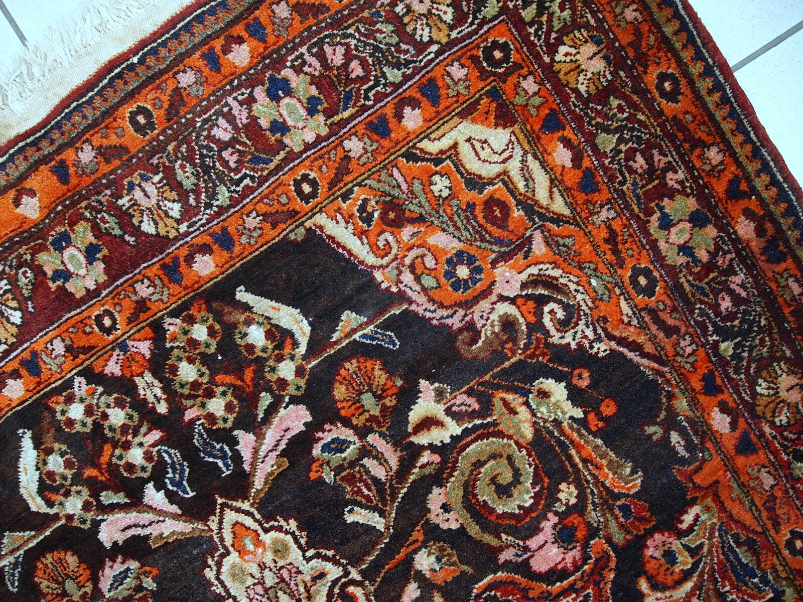 Tapis vintage fait main Tabriz du Moyen-Orient 135cm x 220cm (1950s)
