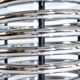 1970s modernist Italian console by Rima with a chrome spiral base.