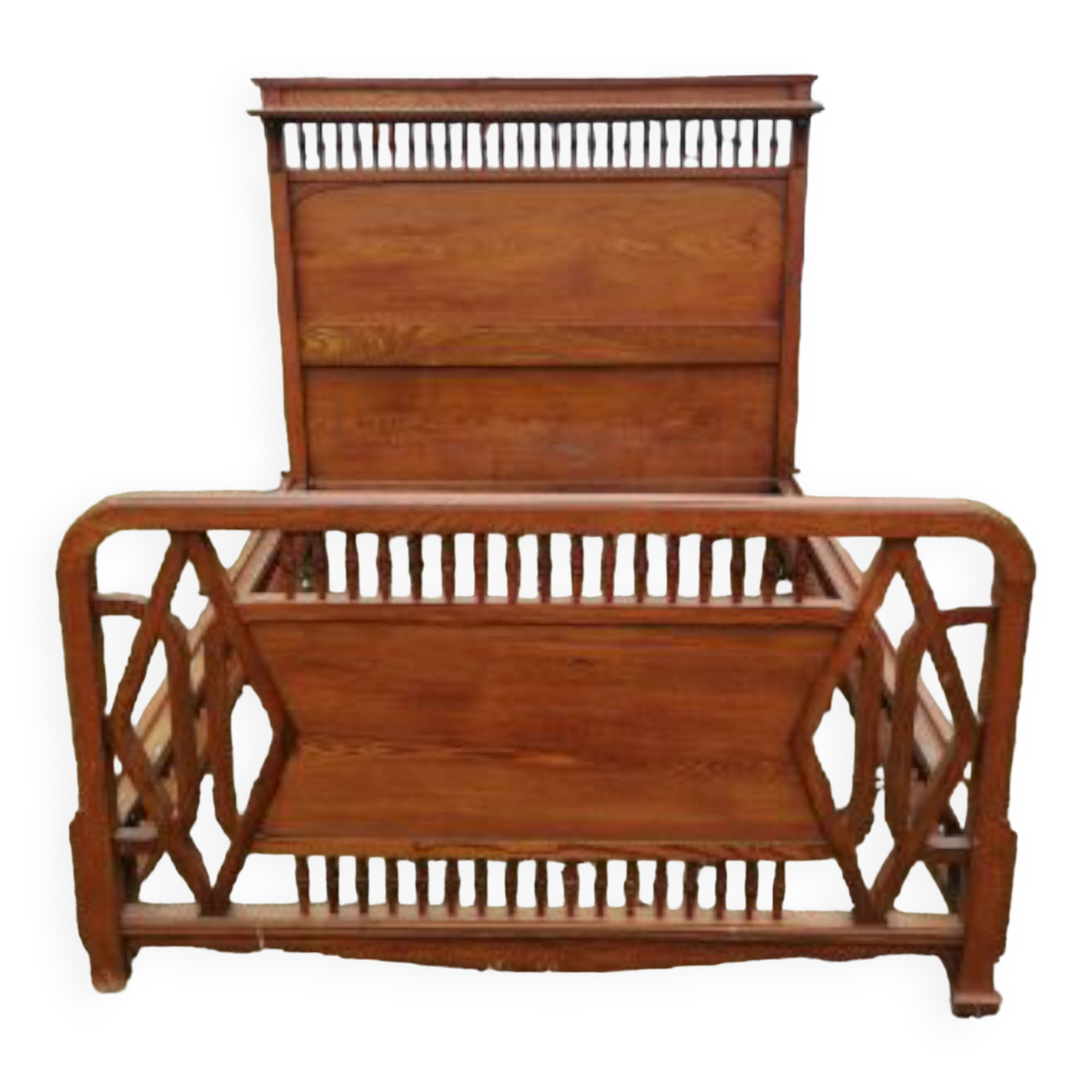Lit art nouveau 1910 bois vintage