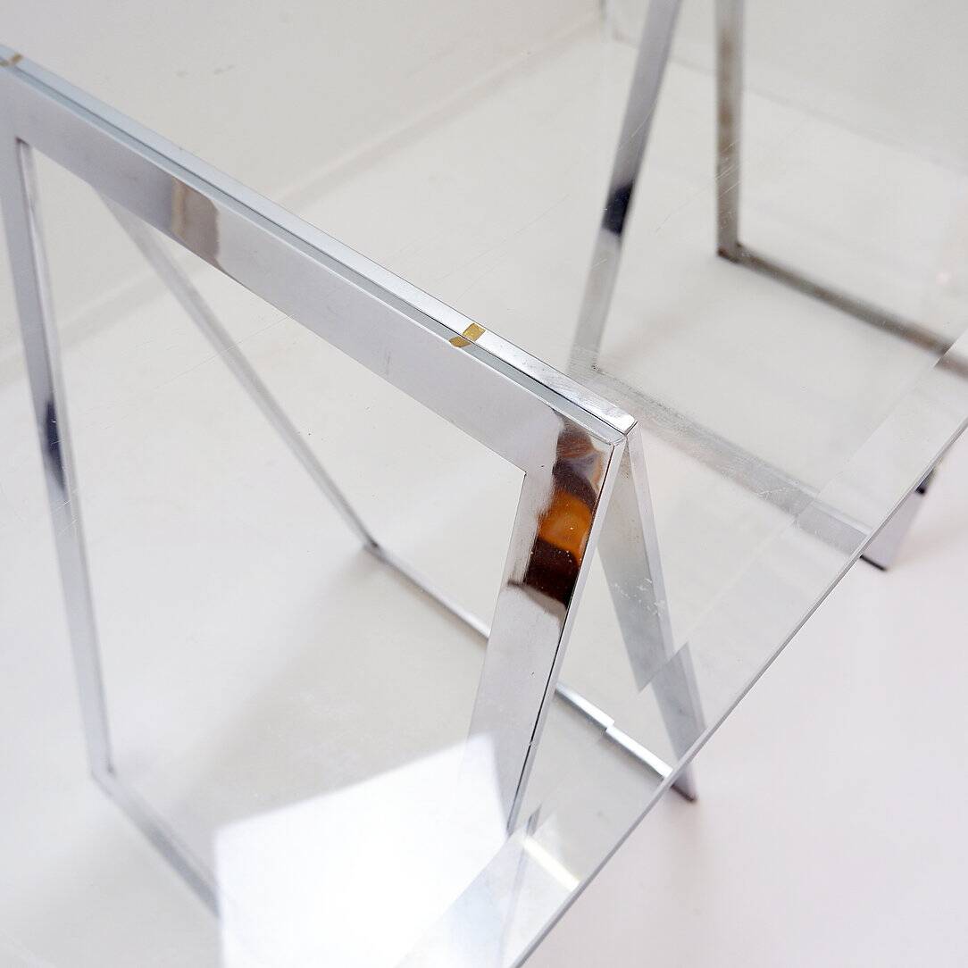 Bureau en verre et métal chromé, 1970