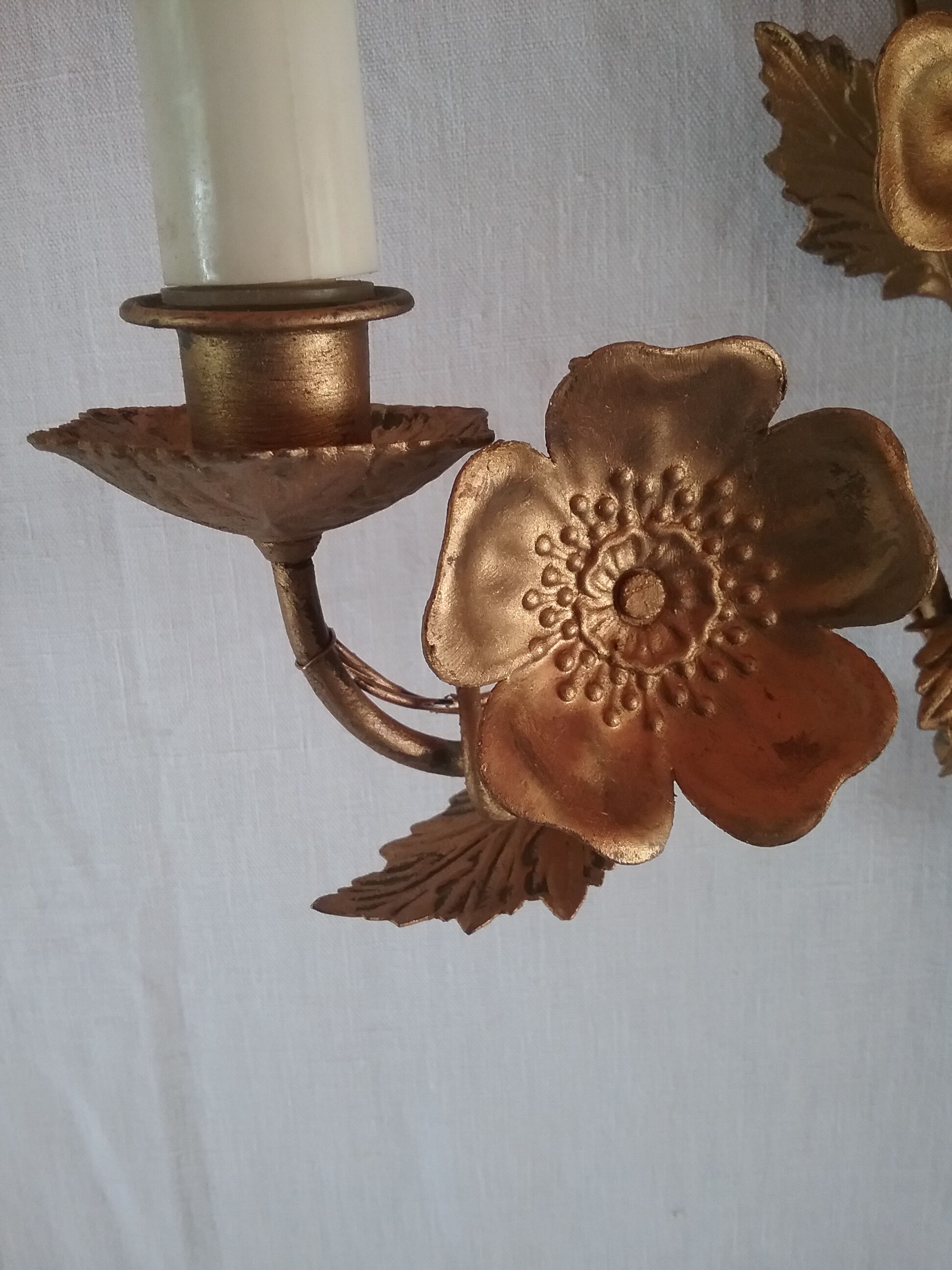 Pair of gold metal wall light