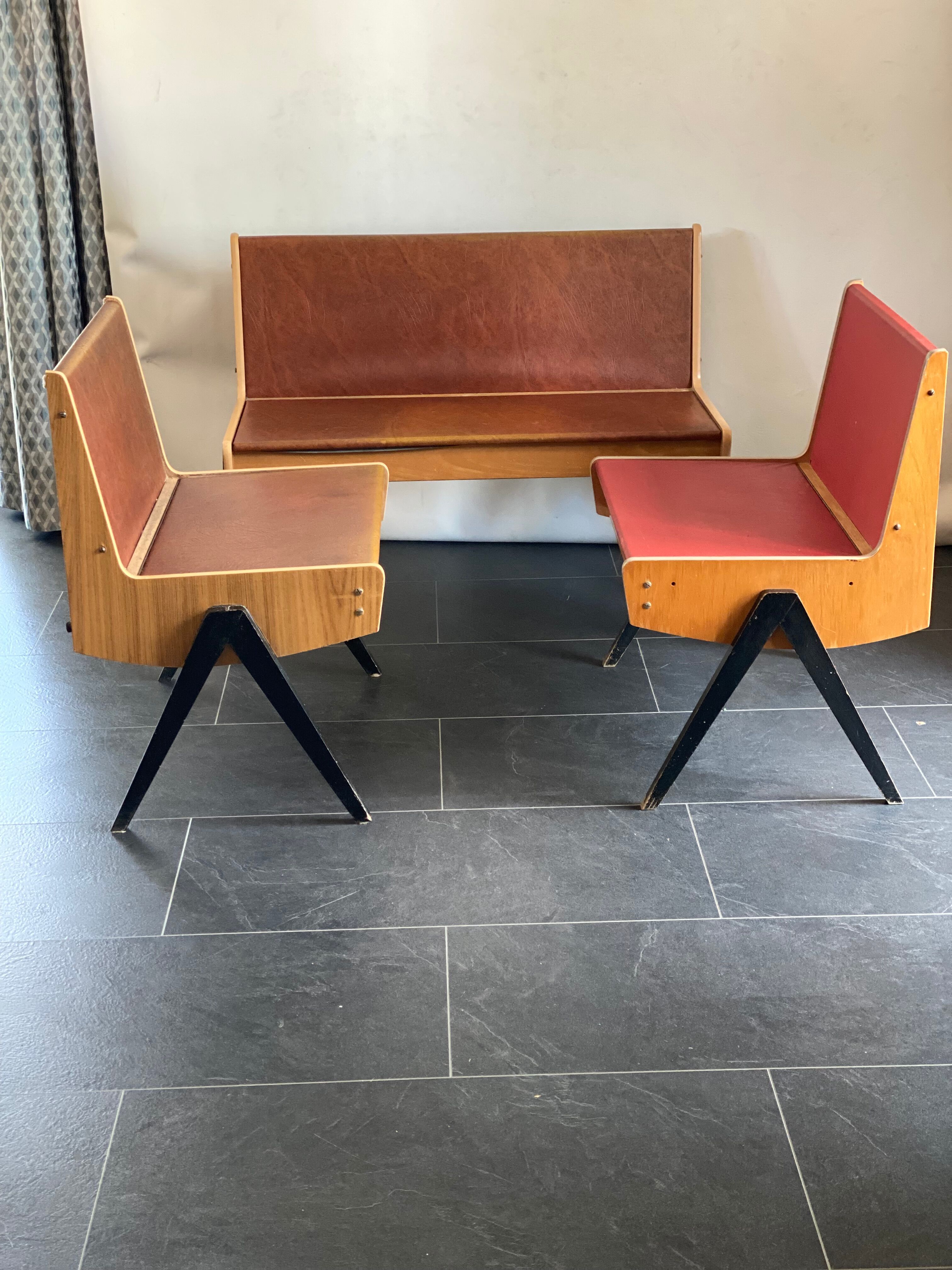 Trio of vintage EKA Wohnmobel benches