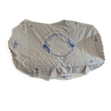 Nappe ronde et ses 8 serviettes brodées main début 20ème en percale de