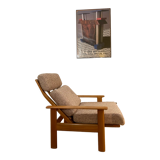 Relax armchair Scandinavian style chaise longue in wood and wool
