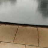 Old vintage wooden coffee table with tubular base