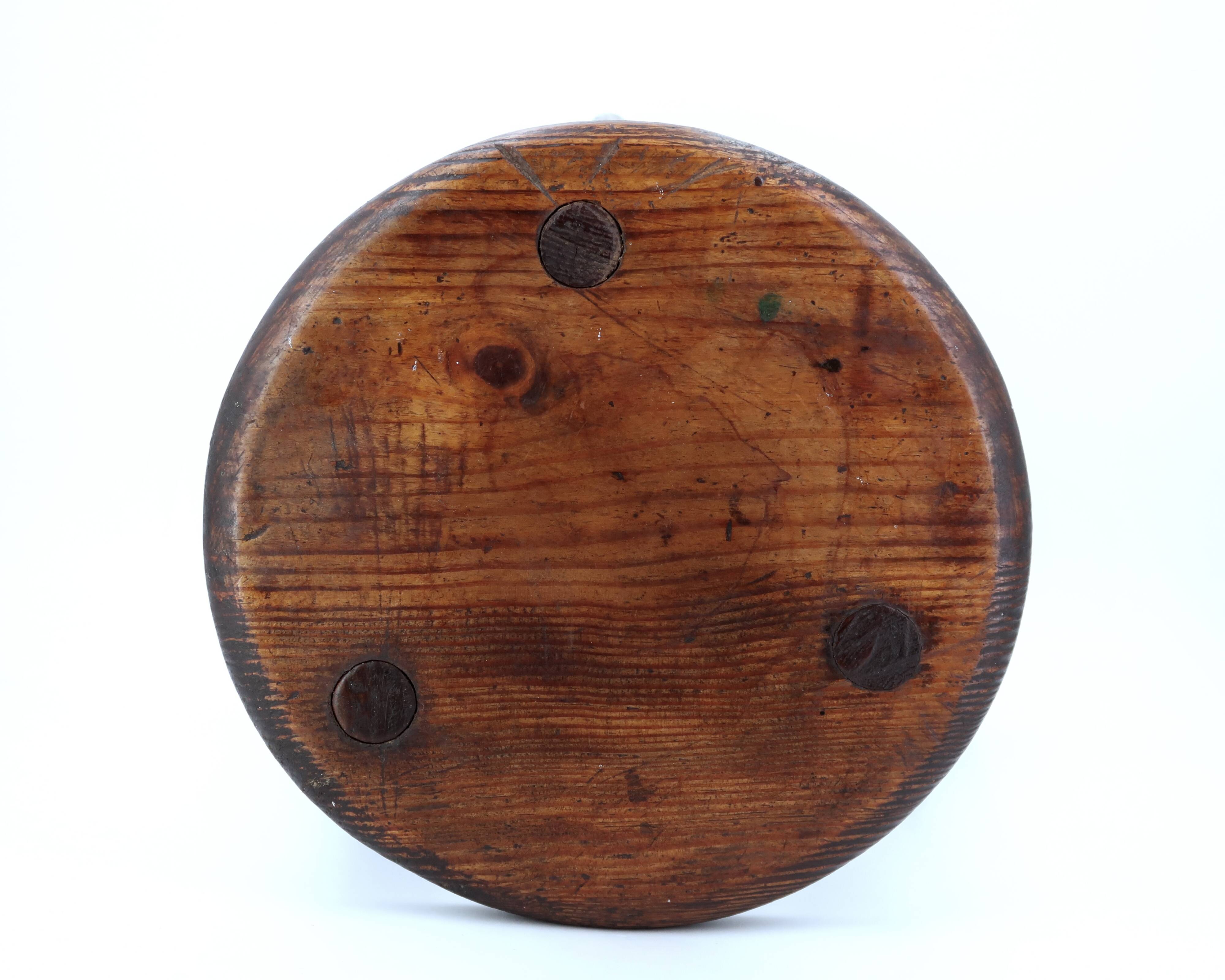 Wooden tripod stool, saber legs, popular art from the 50s