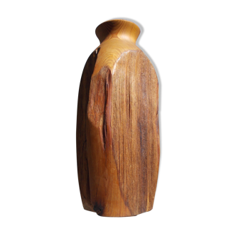 Wood sculpture vase signed George Burt Canada