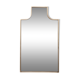 Vintage Shield Shaped Wall Mirror with Brass Frame, Italy