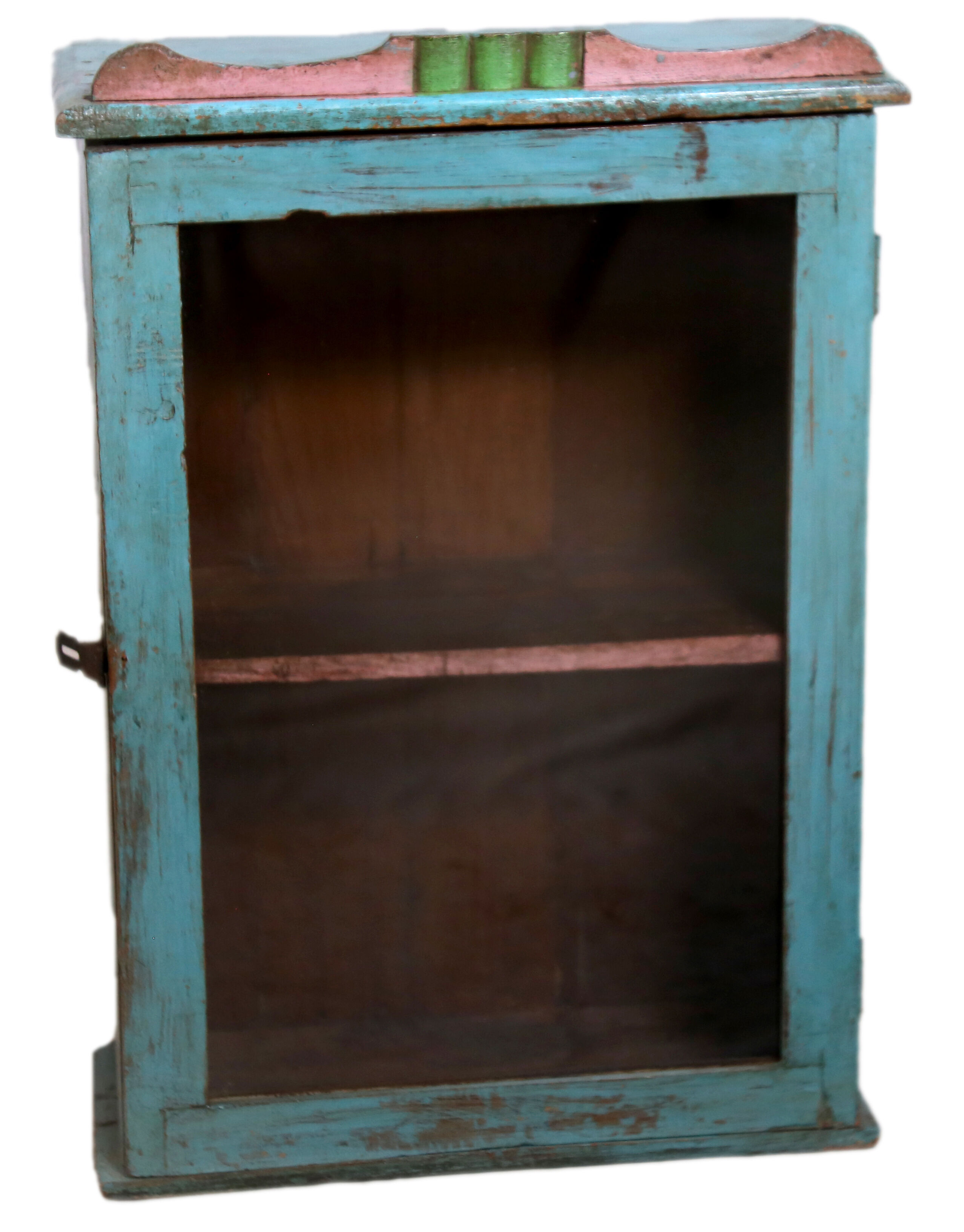 Art Deco glass wall window in ancient Burmese teak