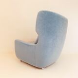 Ensemble de 2 fauteuils mohair bleu glacier Carl Straub