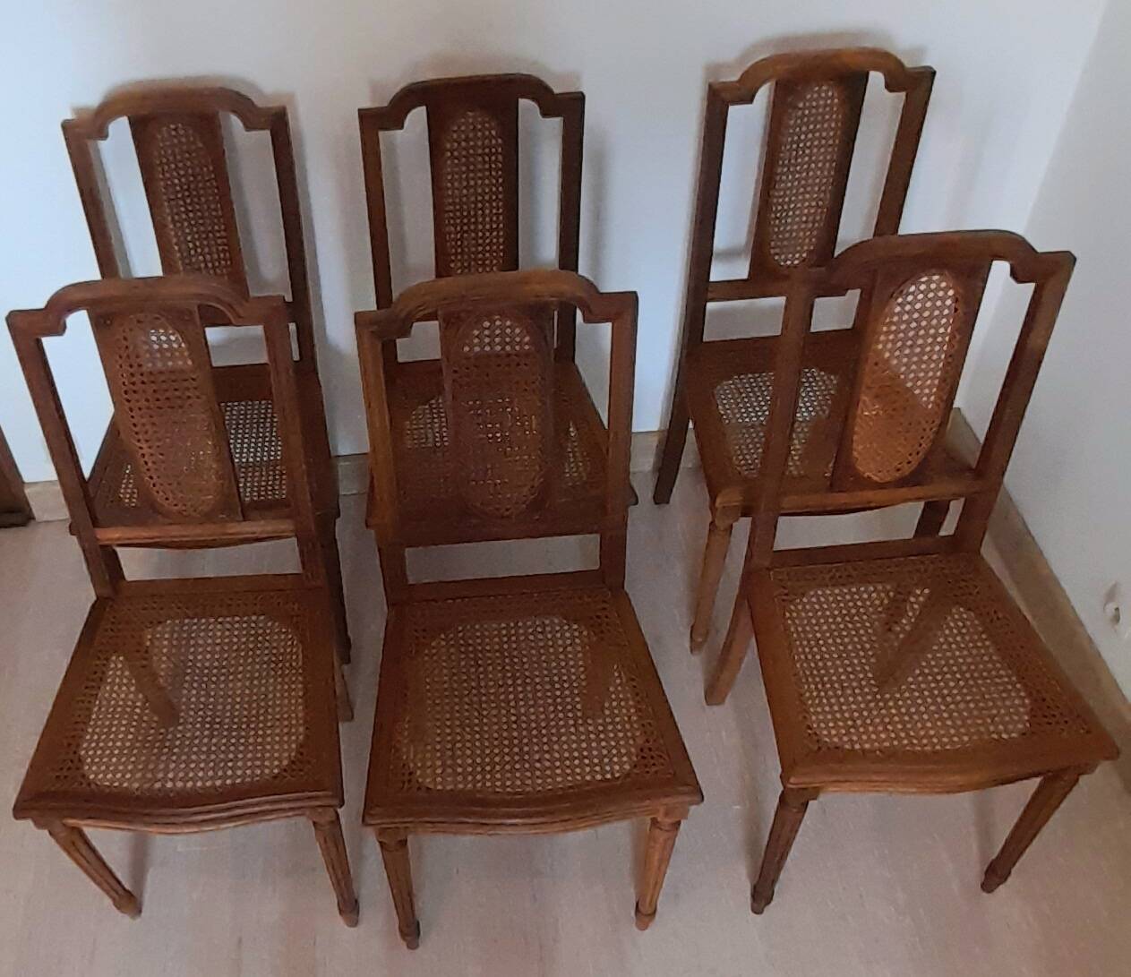 6 Louis 16 fluted pearwood chairs