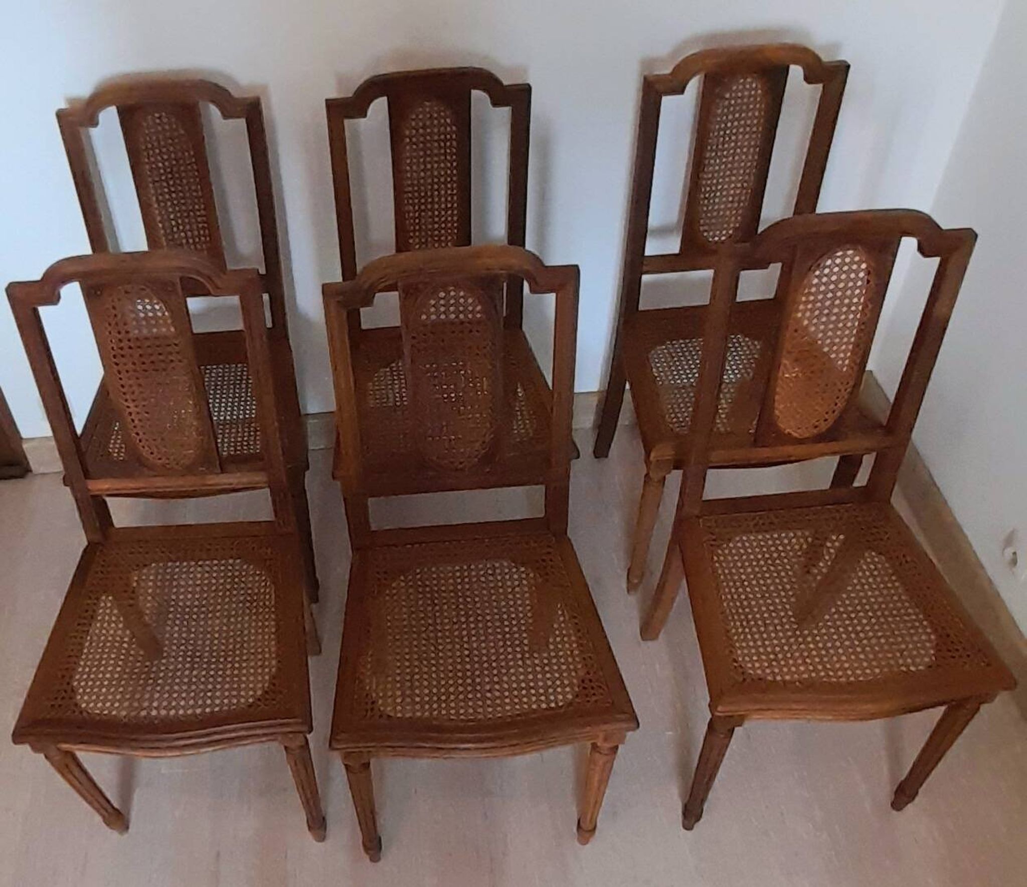 6 chaise cannelé essence poirier Louis 16
