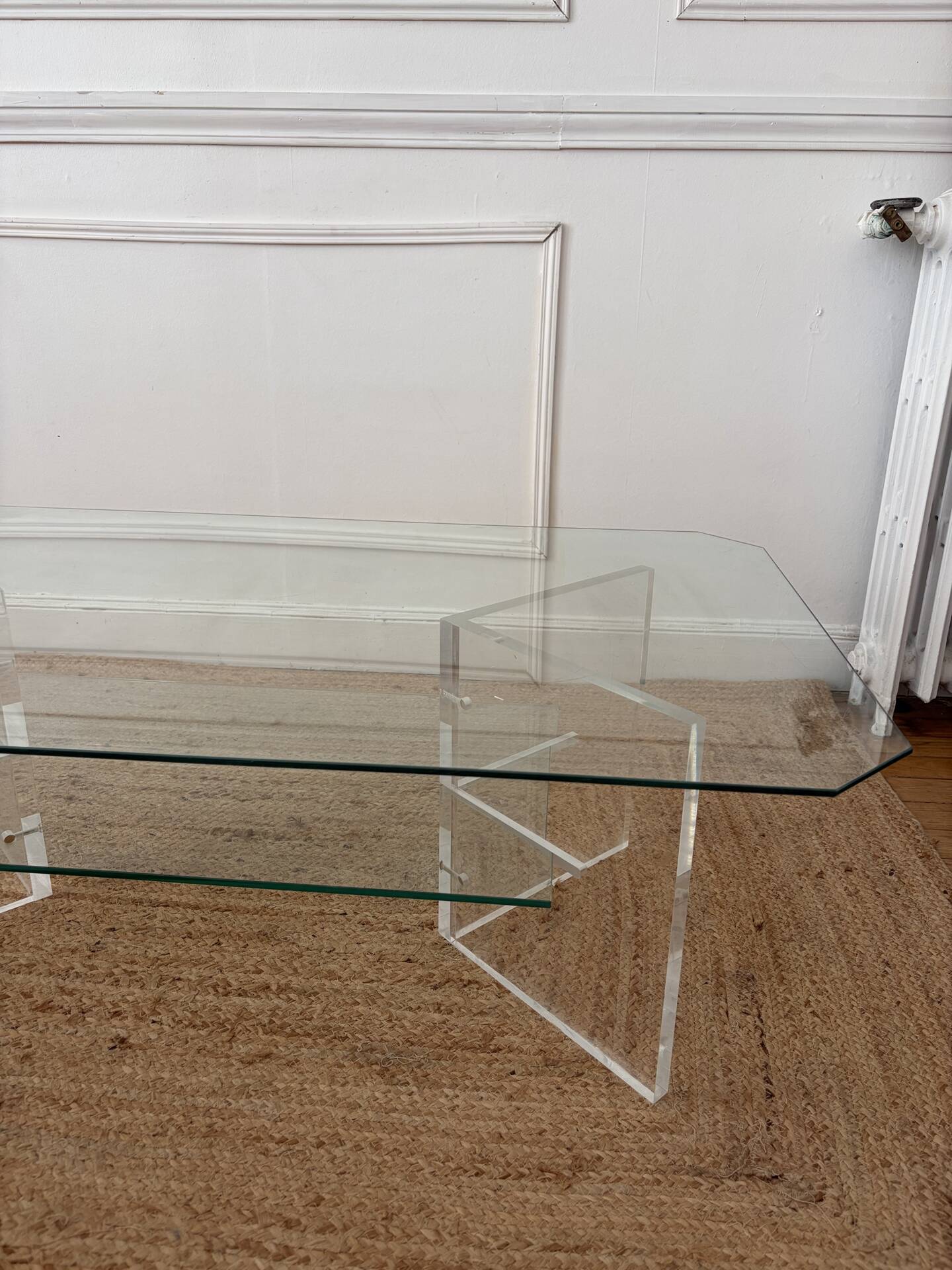 Vintage Plexiglass and glass coffee table