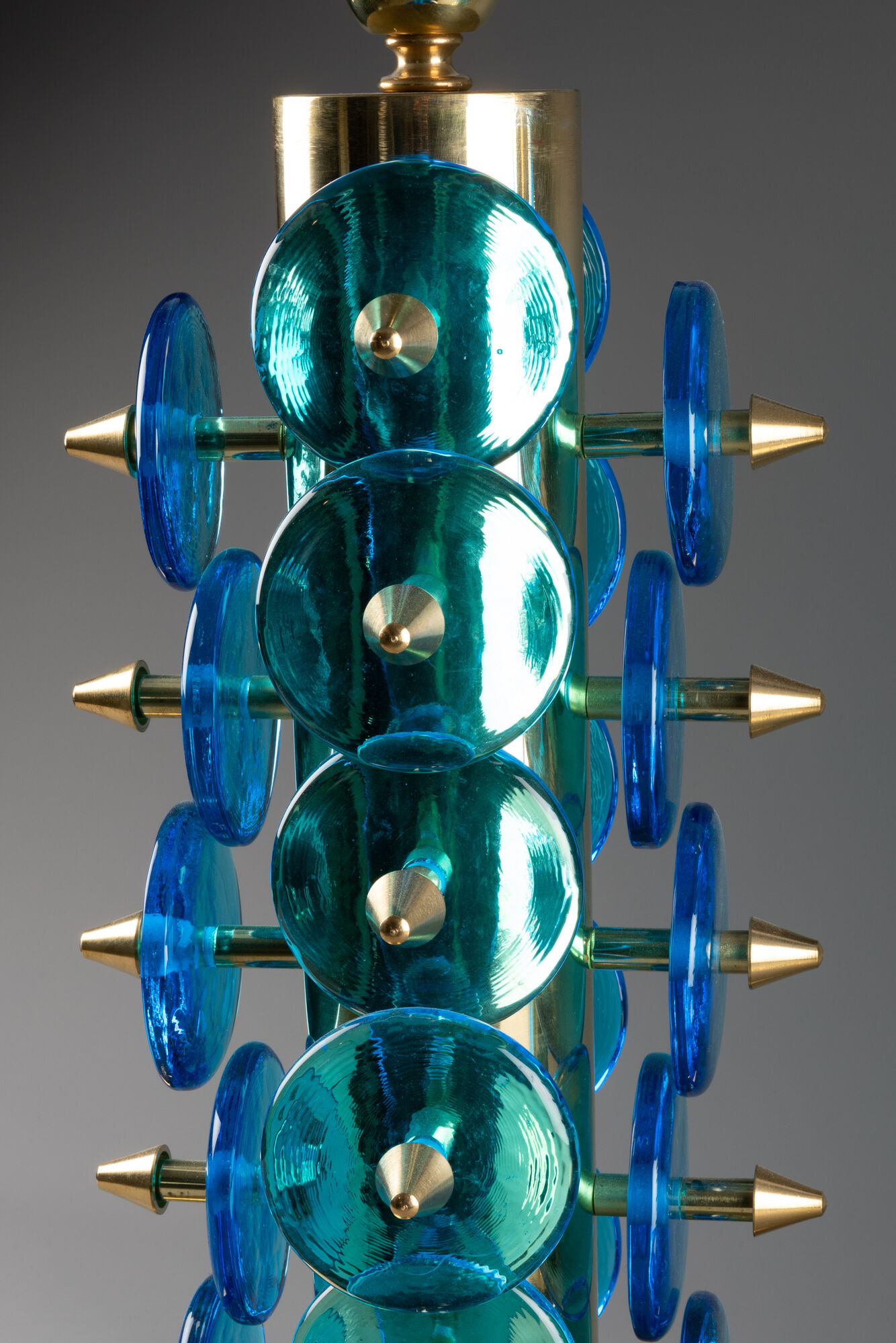 Pair of blue Murano glass lamps, twentieth century