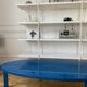 Table basse ovale en bois laqué bleu