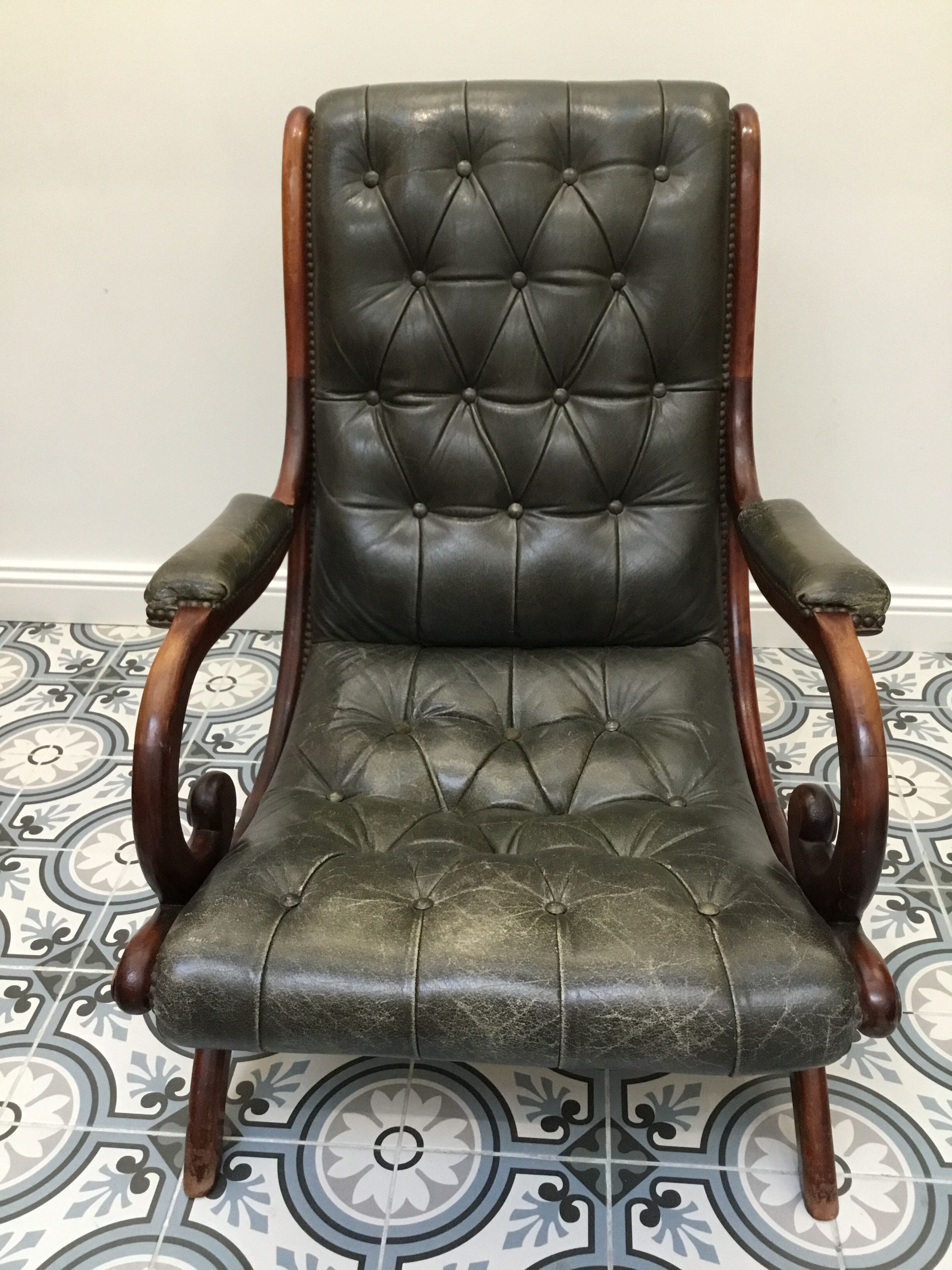 Pair of chesterfield style armchairs