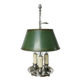 Authentic antique bouillotte lamp in chrome bronze with 3 lights, 1930s.