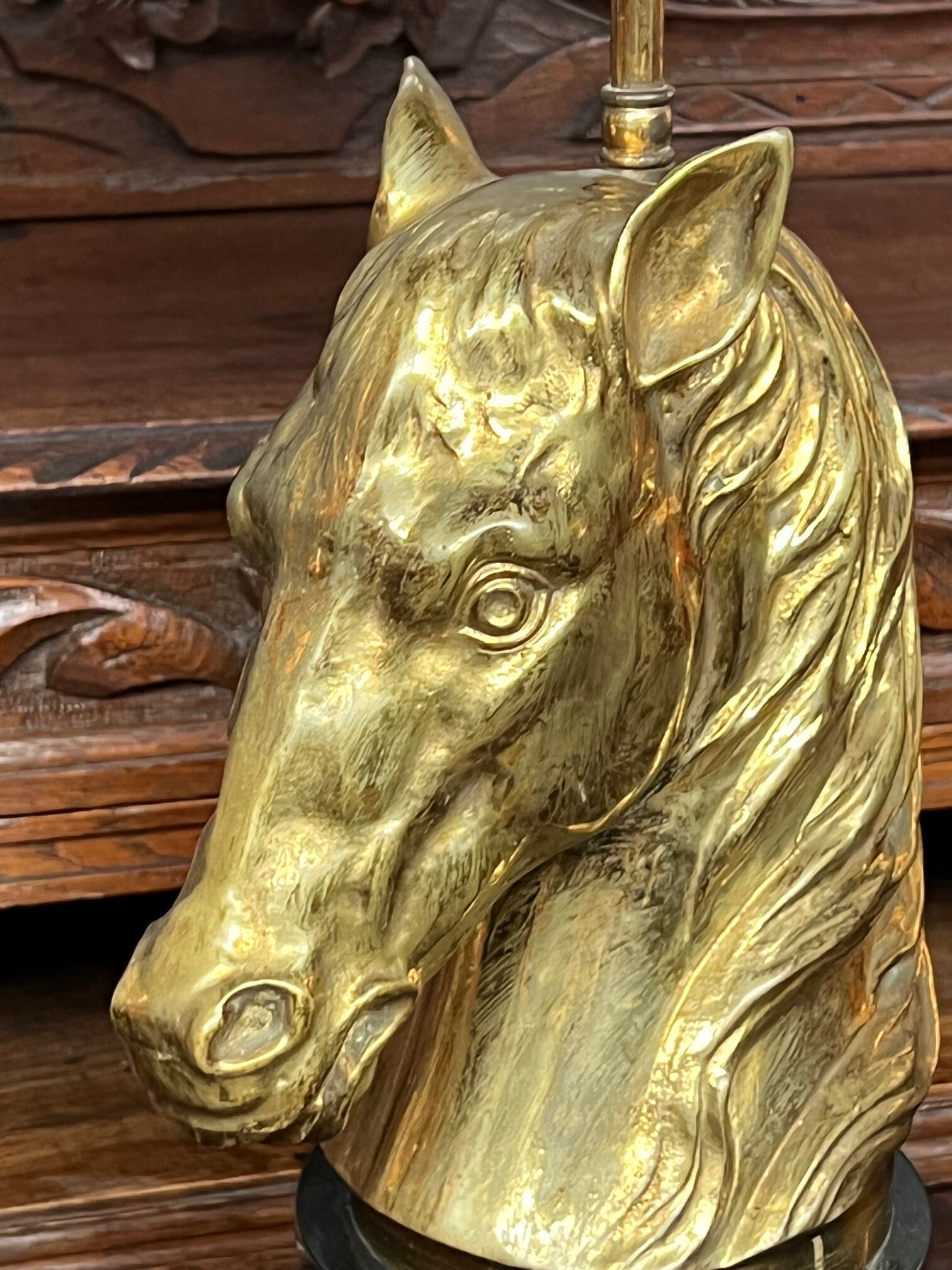 Table lamp made of solid bronze on a marble base.
