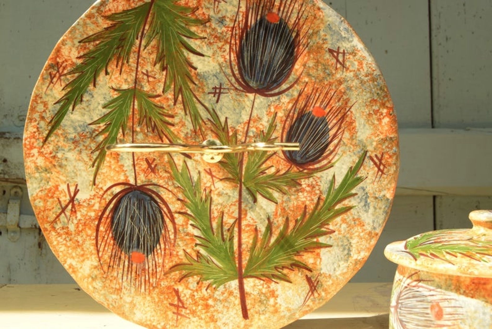 Vallauris Aegitna Saltalamacchia cheese platter made in France / Thistle model / 50s