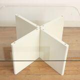 Wood and glass coffee table , France, circa 1980