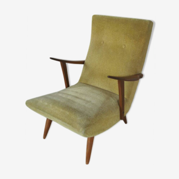 Fauteuil scandinave en bois et teck années 70