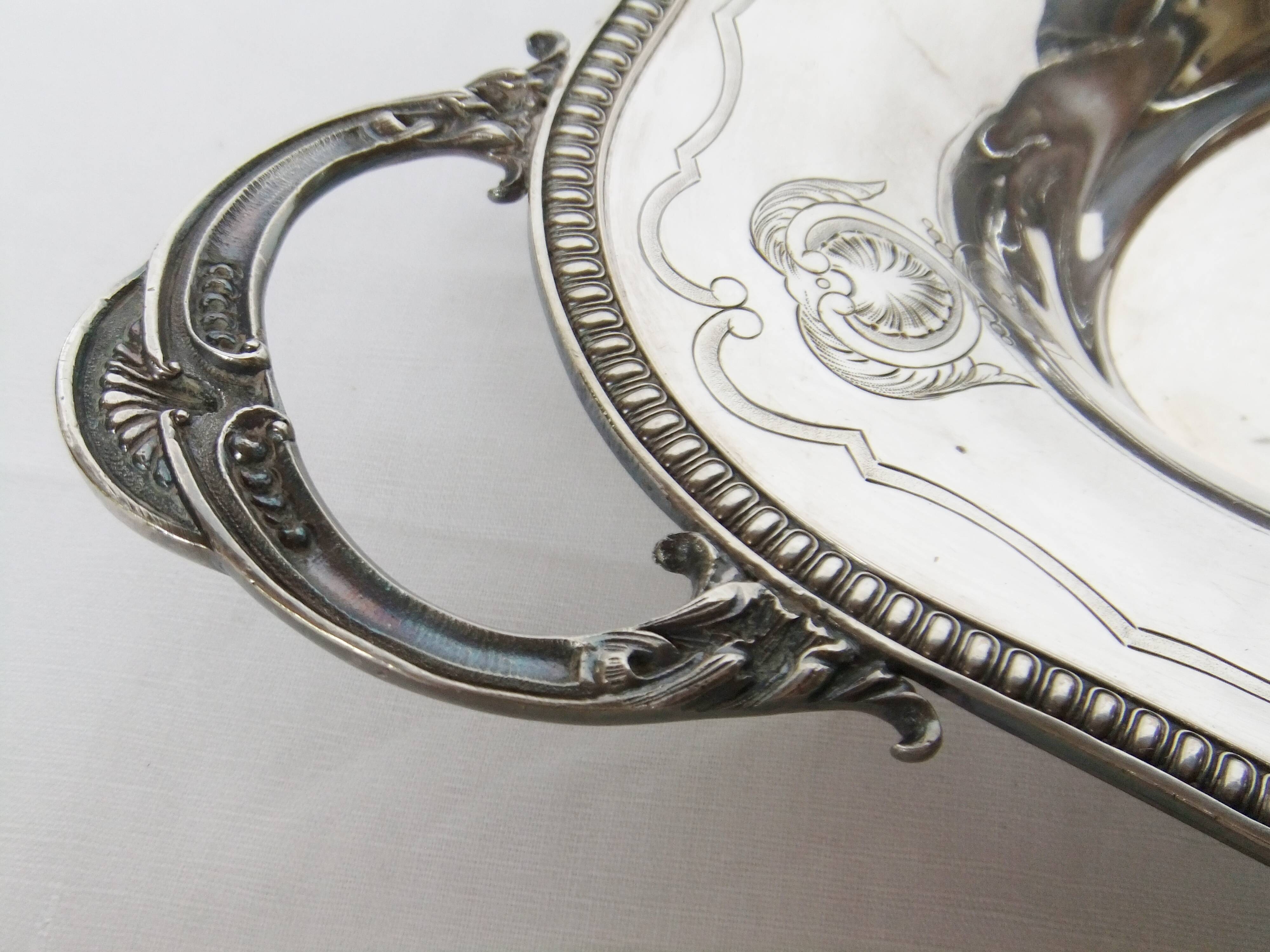 Service silver metal punch bird Phoenix tray handle