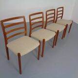 Vintage Danish 85 Dining Chairs in Teak and Wool by Niels Otto Møller for J.L. Møllers, 1960s, Set of 4