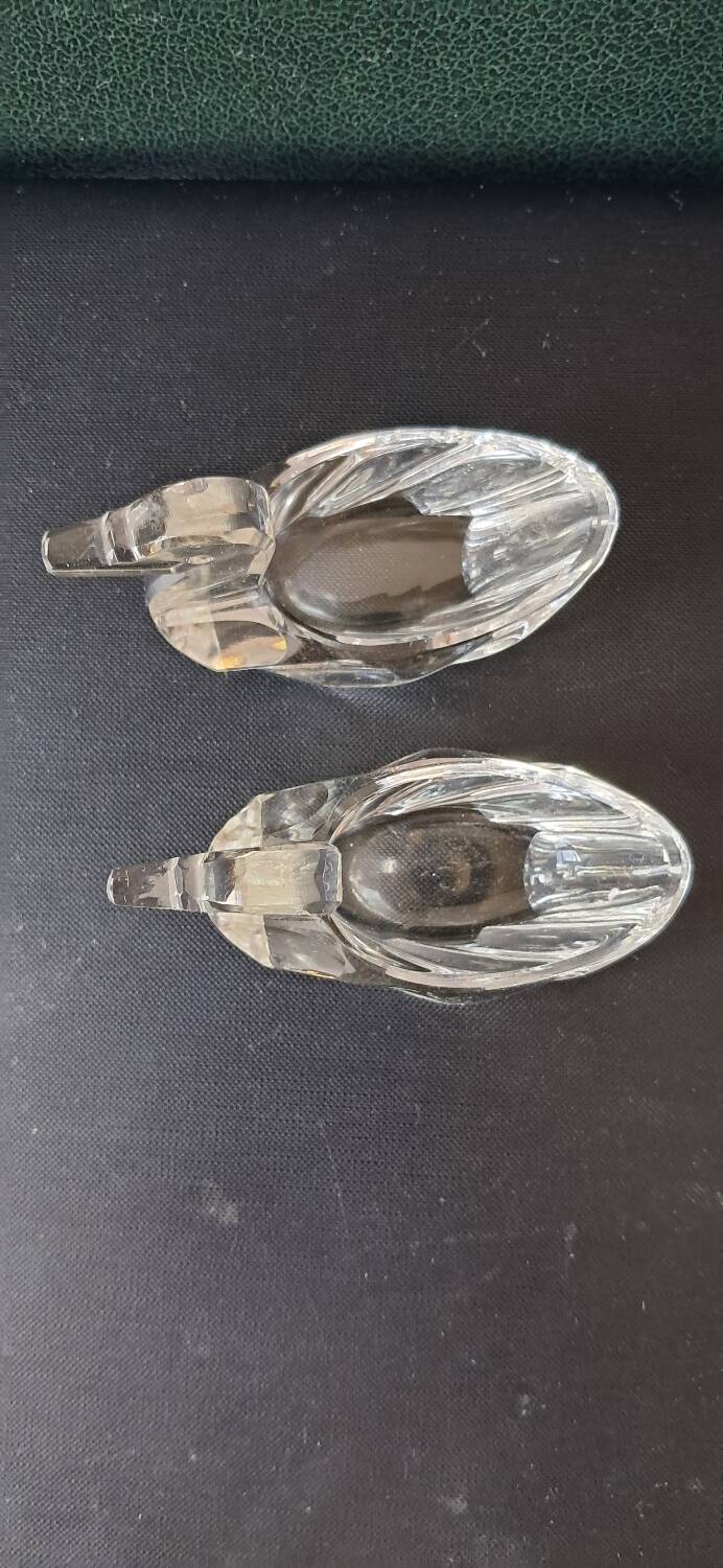 2 duck-shaped crystal salt cellars
