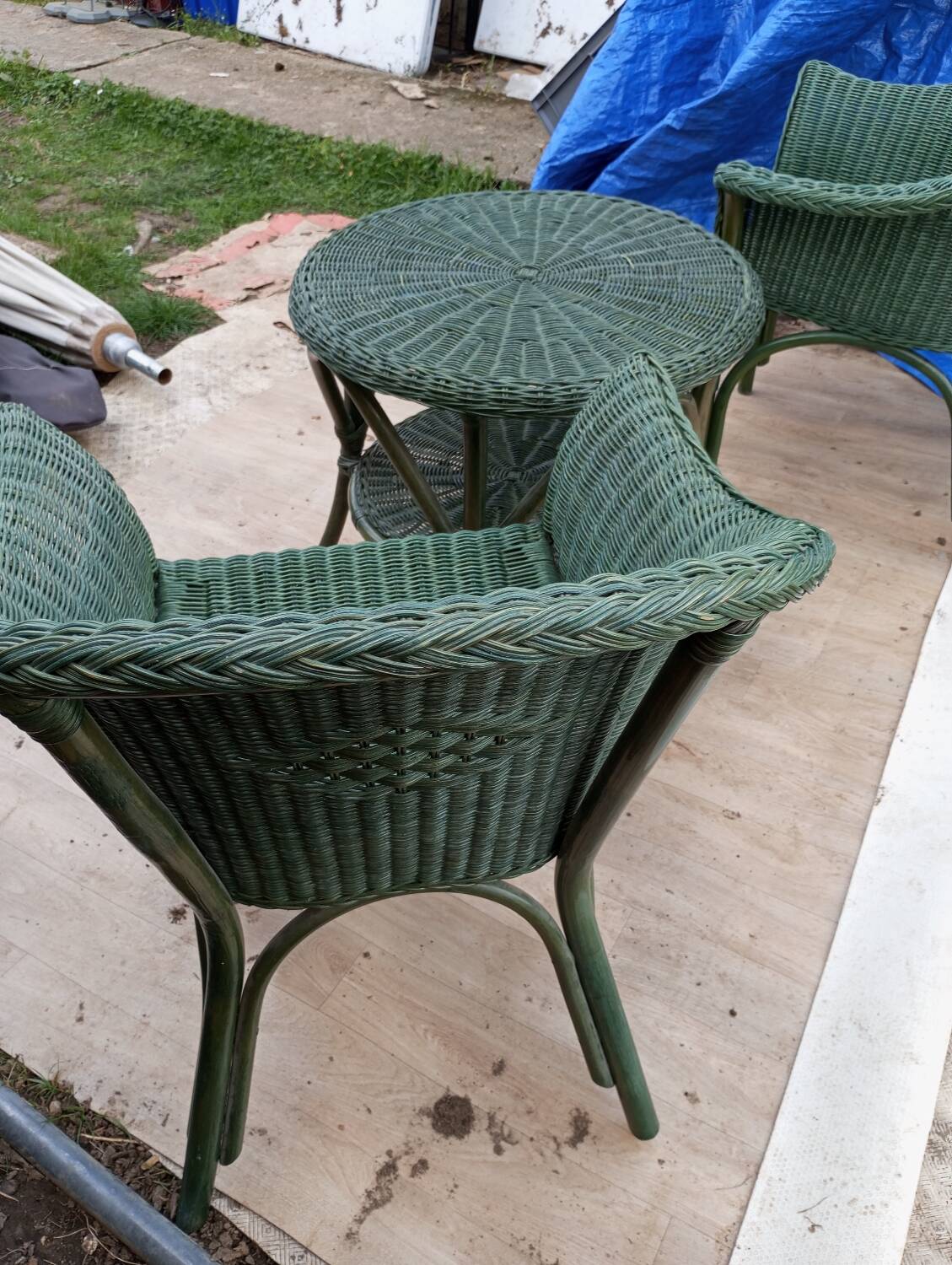 Rattan armchair table set