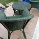 Fauteuil table ensemble en rotin