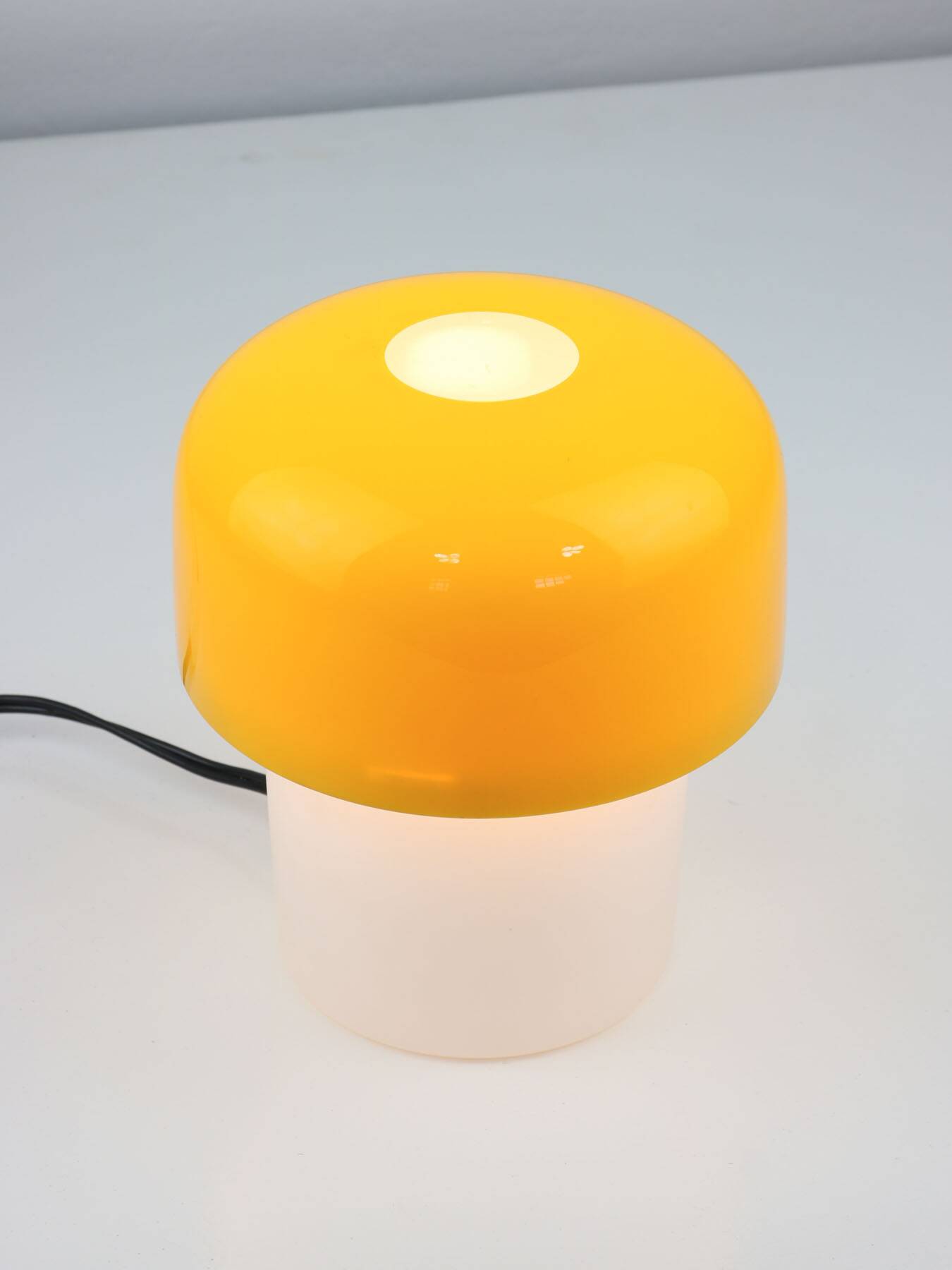 Rare Yellow Mushroom Table Lamp by Luigi Massoni for Guzzini, 1970s