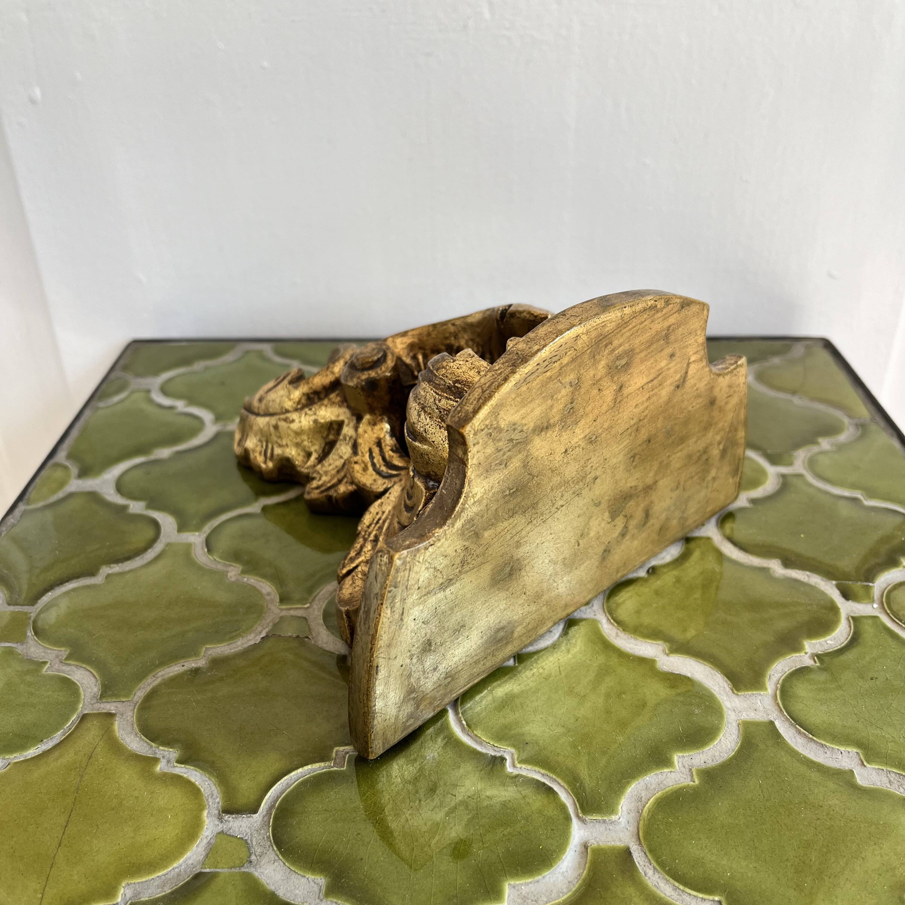 Baroque style wall console shelf in gilded wood