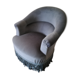 Chair toad blue fabric and fringe