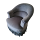 Fauteuil crapaud tissu bleu et frange