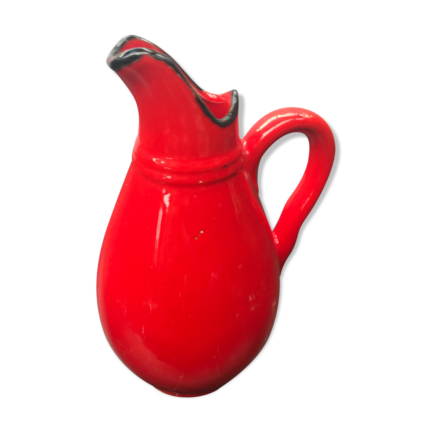 Old red ceramics pitcher vintage 70s