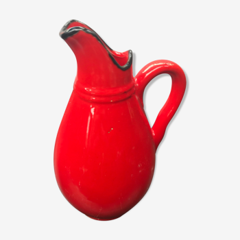 Old red ceramics pitcher vintage 70s