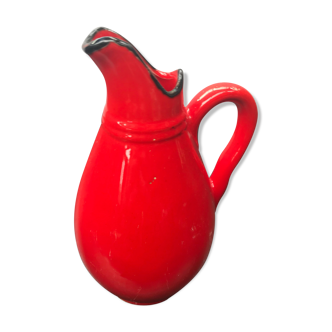 Old red ceramics pitcher vintage 70s