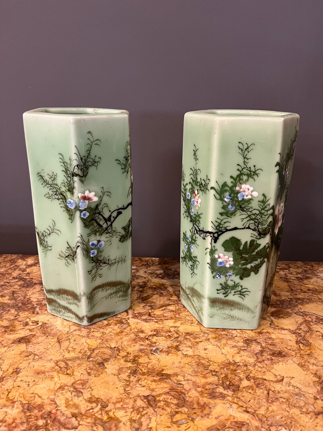 Pair of hexagonal vases
