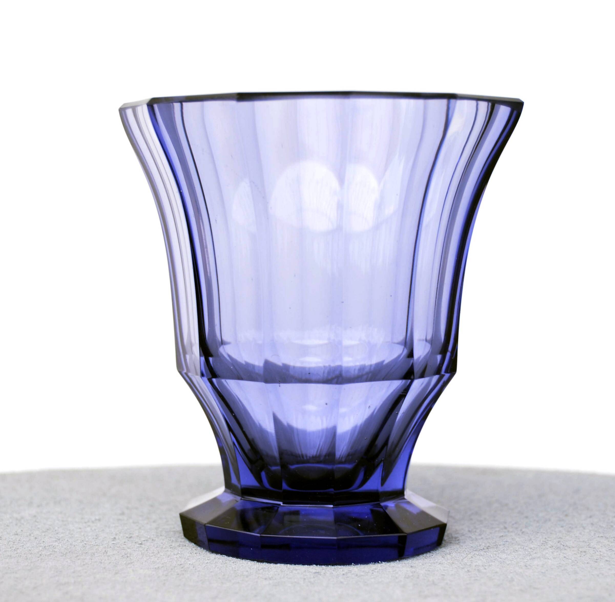 Czech Bohemian Hand Painted Amethist Crystal Goblet or Vase by Moser