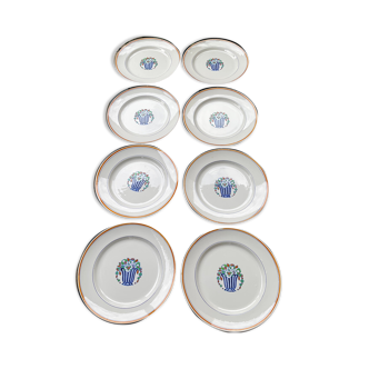 8 flat plates, model art deco, la louvière