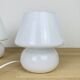 Pair of white opaline mushroom lamps