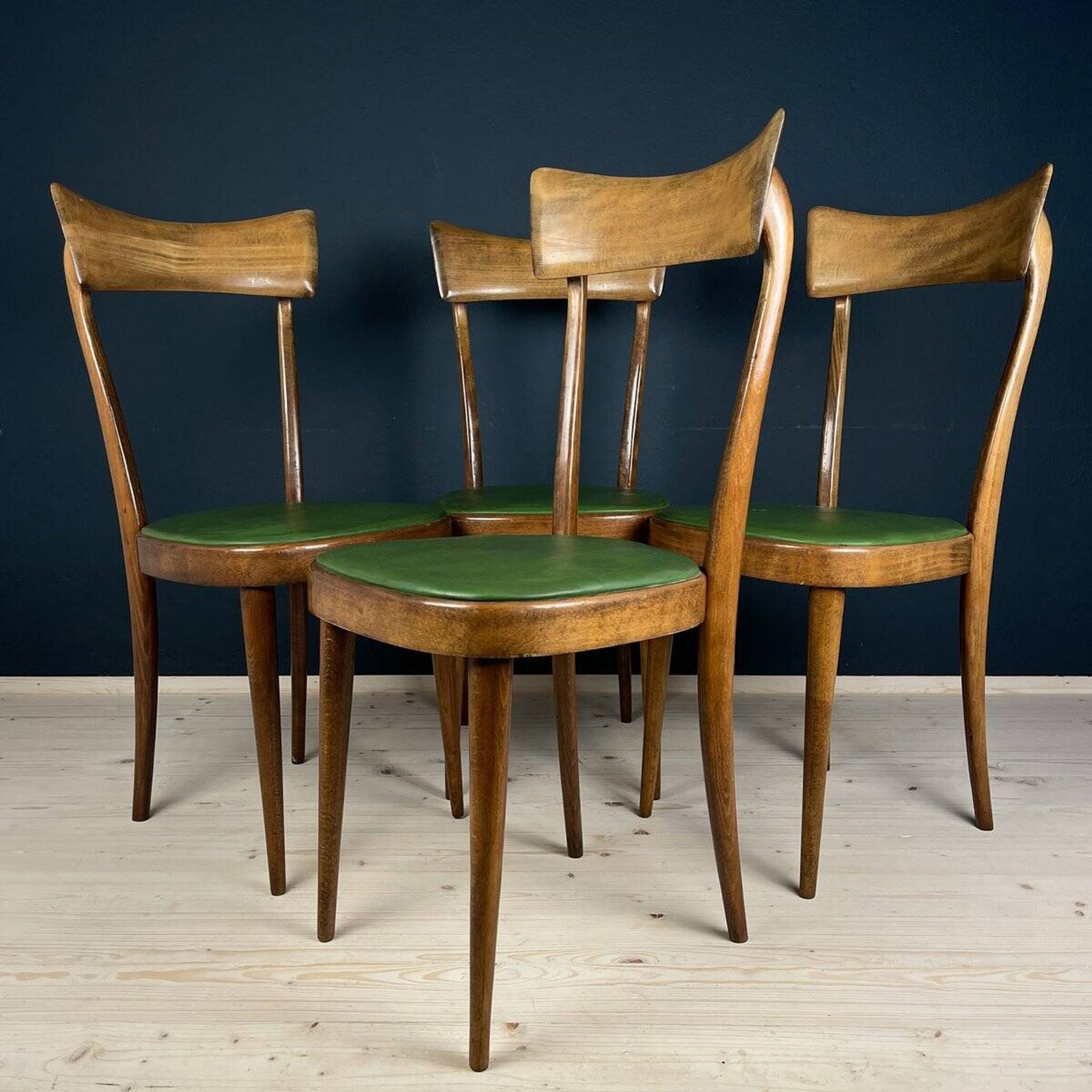 Vintage dining chairs by Pirelli Sapsa, Italy 1950s, set of 4.