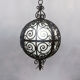 Suspension ronde en fer forgé avec sphère intérieure en verre, c.1930