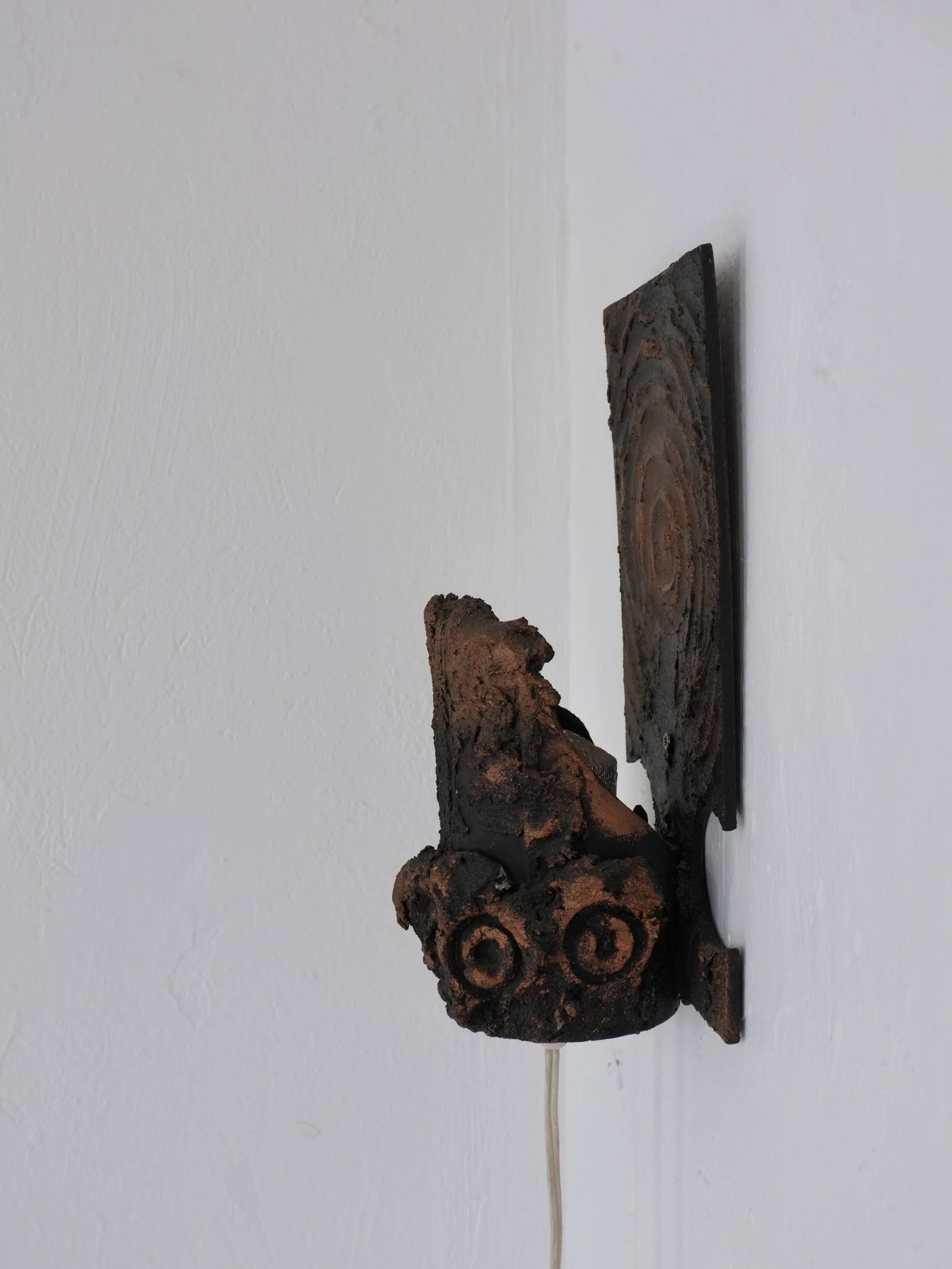 Brutalist ceramic wall sconce by Jouko Kytömaa | Finland | 1970s