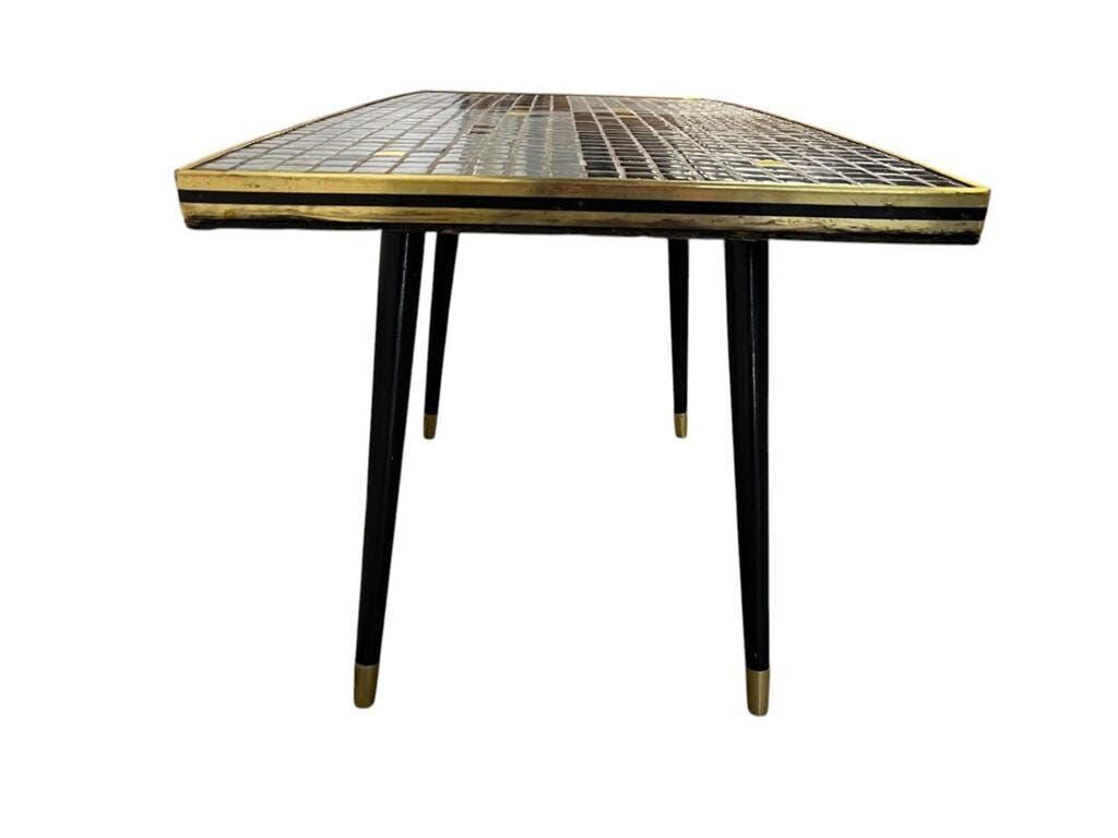 Table basse vintage mosaïque / table d'appoint / table à carreaux