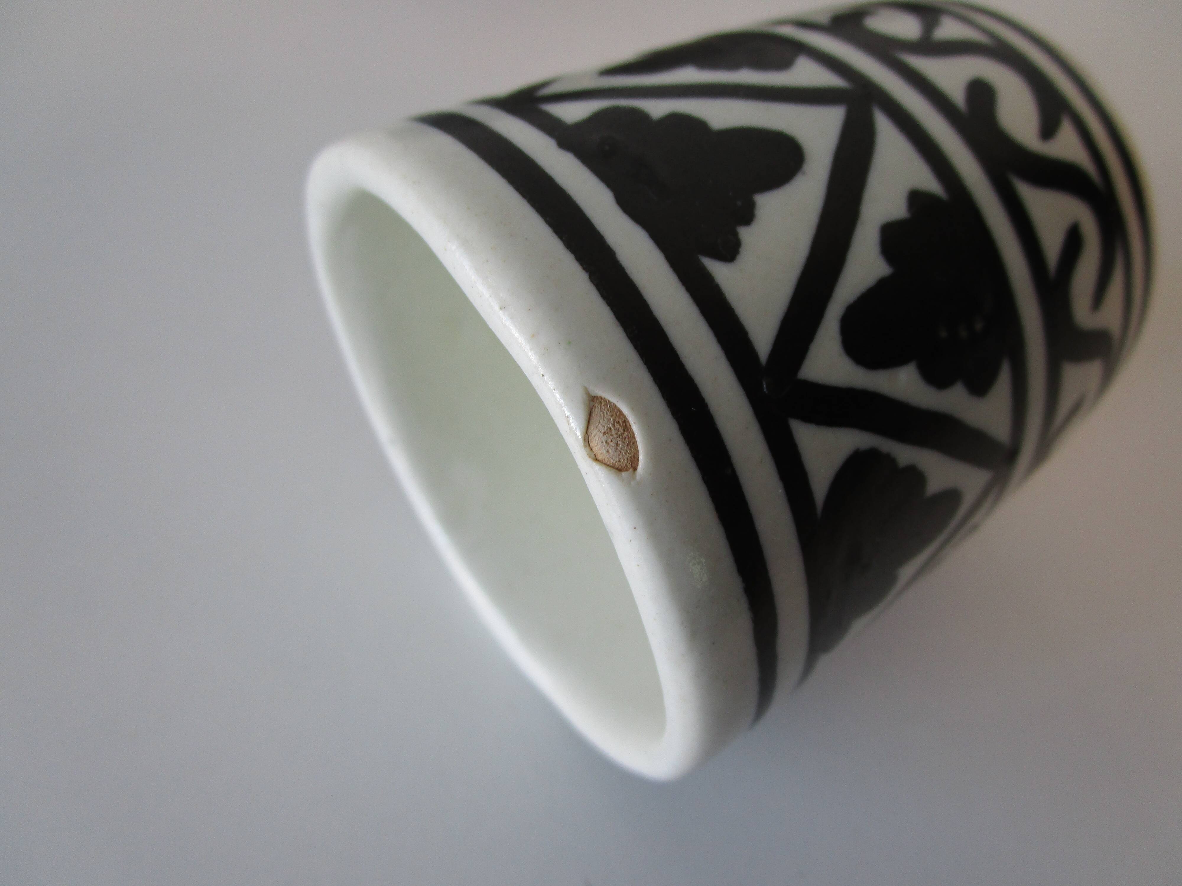 Ceramic tea set Moroccan black white antique