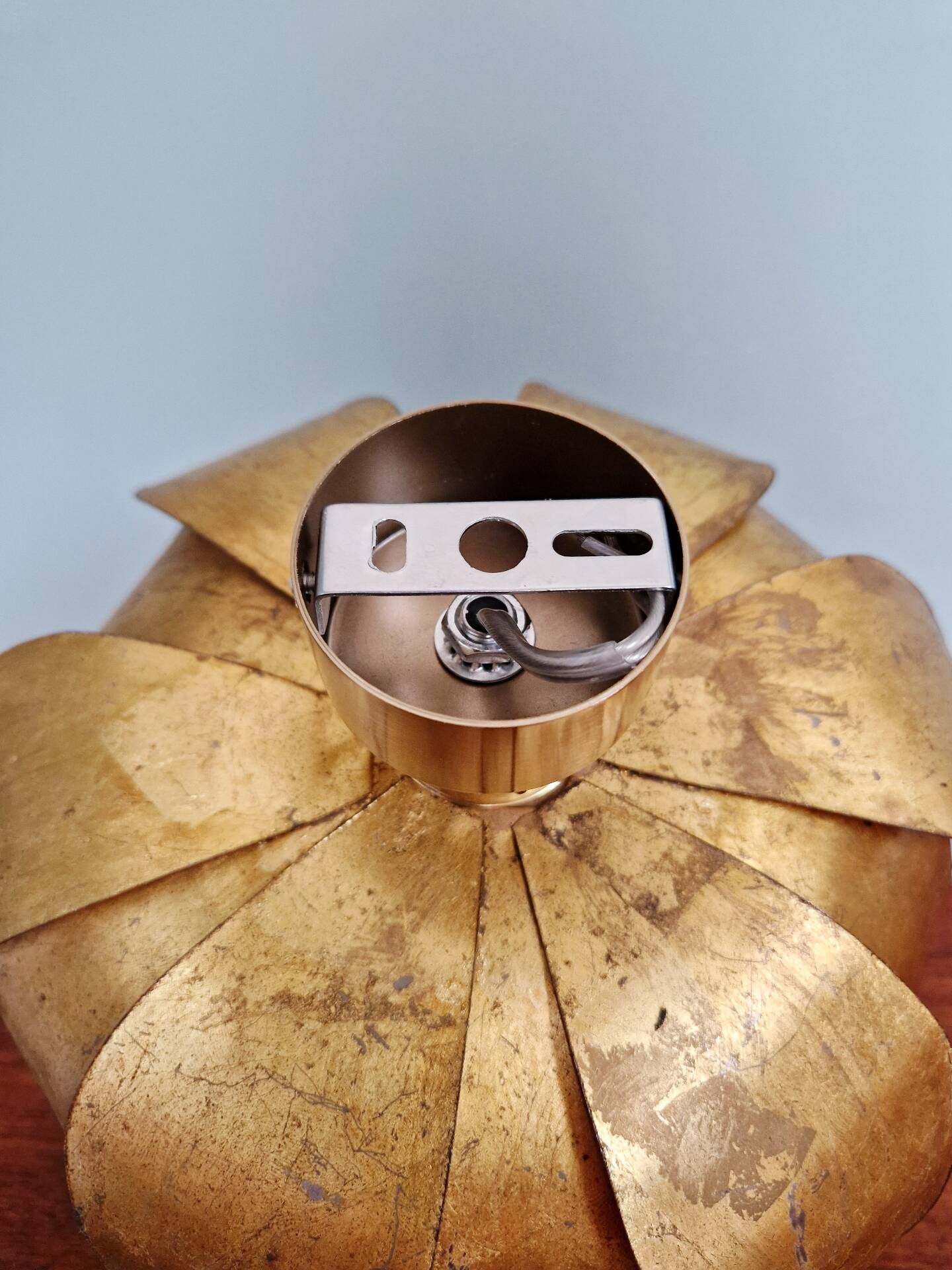 Gold metal floral wall light, 1960-70.