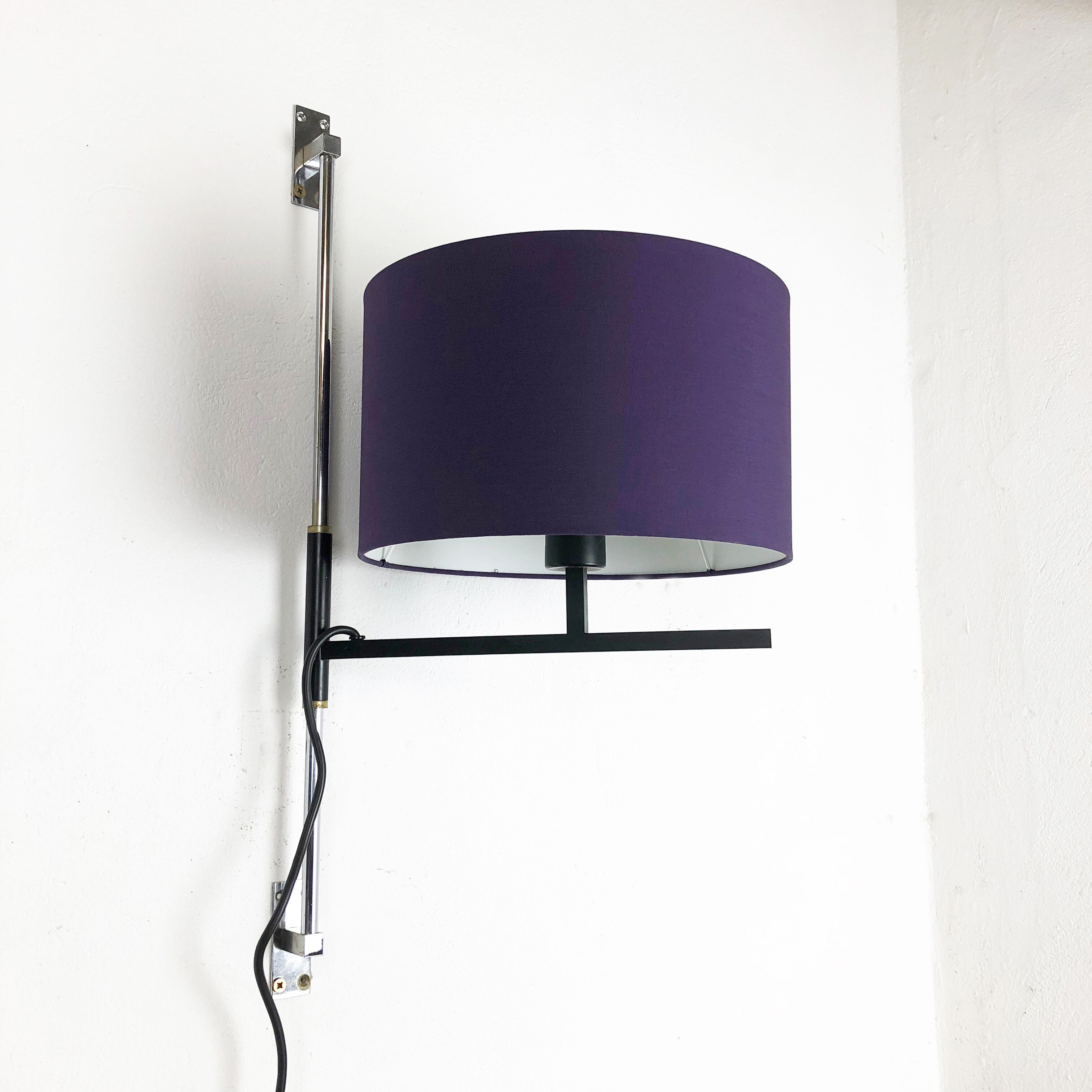 Original minimalist adjustable metal wall light, Germany 1960s