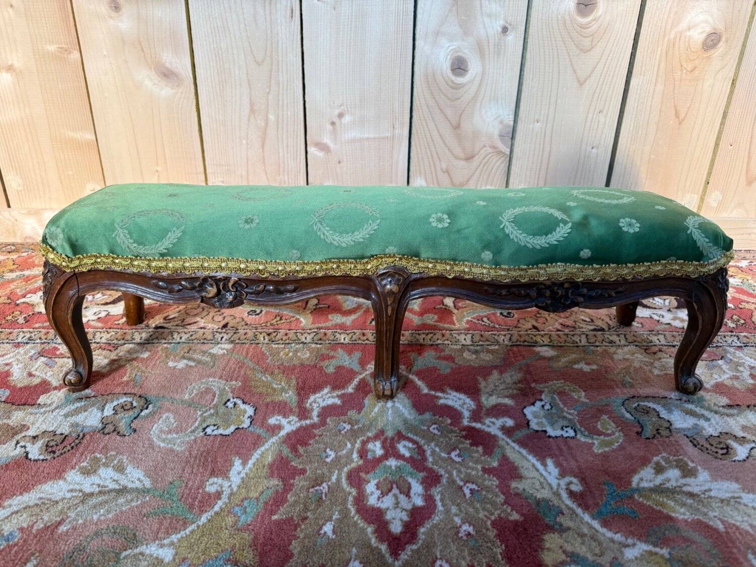 Louis XV Style Footrest – Six Cabriole Legs – Carved Wood