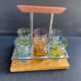 Servant of colored glasses with Art Deco liquor